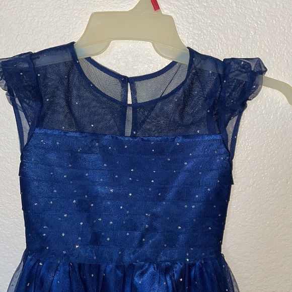 Brand New WithOut Tag girls size 8 sleeveless floral shiny painted net dress - Picture 2 of 8